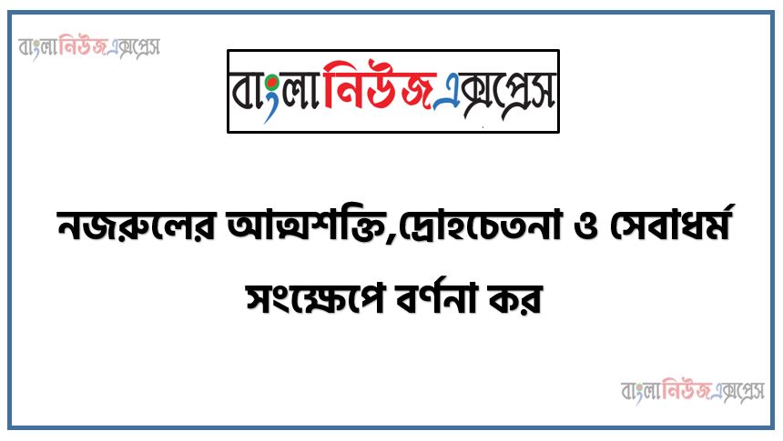 নজরুলের আত্মশক্তি,দ্রোহচেতনা ও সেবাধর্ম সংক্ষেপে ব্যাখ্যা কর, নজরুলের আত্মশক্তি, দ্রোহচেতনা ও সেবাধর্ম সংক্ষেপে যা জান লিখ, নজরুলের আত্মশক্তি,দ্রোহচেতনা ও সেবাধর্ম সংক্ষেপে বর্ণনা কর
