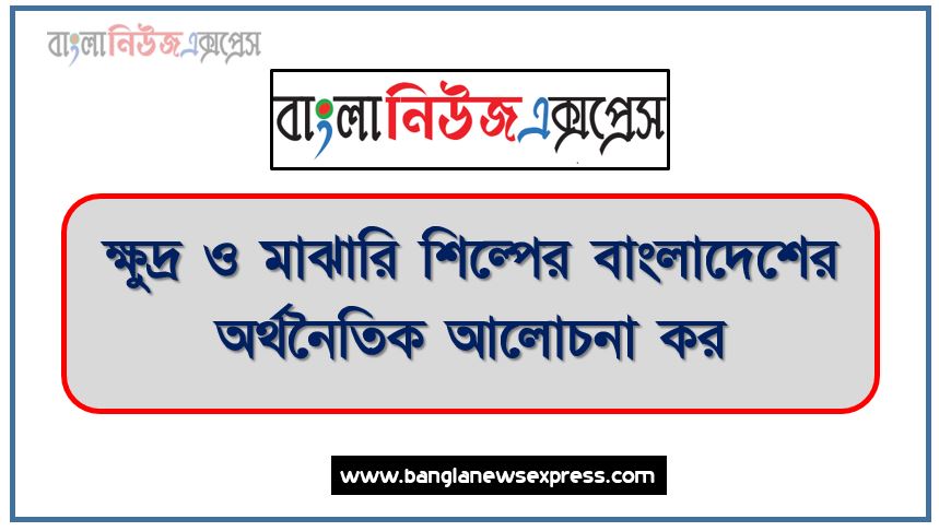 ক্ষুদ্র ও মাঝারি শিল্পের বাংলাদেশের অর্থনৈতিক আলোচনা কর, বাংলাদেশের অর্থনৈতিক উন্নয়নে ক্ষুদ্র ও মাঝারি শিাের গুরুত্ব আলোচনা কর