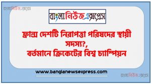 ফ্রান্স দেশটি নিরাপত্তা পরিষদের স্থায়ী সদস্য?, বর্তমানে ক্রিকেটের বিশ্ব চ্যাম্পিয়ন,লুভর মিউজিয়াম অবস্থিত,আন্তর্জাতিক ন্যায়বিচার আদালত অবস্থিত