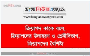 ক্রিয়াপদ কাকে বলে, ক্রিয়াপদের উদাহরণ ও শ্রেনীবিভাগ, ক্রিয়াপদের বৈশিষ্ট্য, ক্রিয়াপদের গঠন, ক্রিয়াপদ কত প্রকার ও কি কি, বিভিন্ন প্রকার ক্রিয়াপদ এর সংজ্ঞা