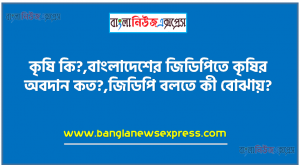 কৃষি কি?,বাংলাদেশের জিডিপিতে কৃষির অবদান কত?,জিডিপি বলতে কী বোঝায়?, VGF – এর পূর্ণরূপ কি?