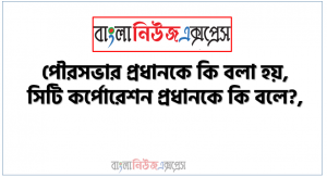 পৌরসভার প্রধানকে কি বলা হয়, সিটি কর্পোরেশন প্রধানকে কি বলে?, কত সালের অধ্যাদেশ মতে পৌরসভাকে কর রেট টোল এবং ফি সংগ্রহ করার ক্ষমতা দেয়া হয়?
