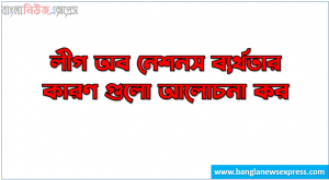 লীগ অব নেশনস ব্যর্থতার কারণ গুলো আলোচনা কর, লীগ অব নেশনস ব্যর্থ হওয়ার কারণ কী?, লীগ অব নেশনস ব্যর্থতার কারণ কি, লীগ অব নেশনস পতনের কারণ