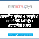 ওয়ার্কশীট কাকে বলে । ওয়ার্কশীট কত প্রকার ও কি কি । ওয়ার্কশীট সুবিধা ও অসুবিধা । ওয়ার্কশীট বৈশিষ্ট্য । ওয়ার্কশীট গুরুত্ব