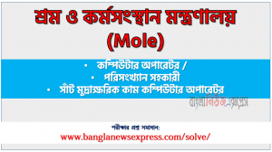 Mole এর পরিসংখ্যান সহকারী পদের প্রশ্ন উত্তর pdf ২০২৩