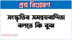 সংস্কৃতির সমন্বয়বাদিতা কী? সংস্কৃতির সমন্বয়বাদিতা বলতে কি বুঝ