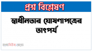 স্বাধীনতার ঘোষণাপত্রের তাৎপর্য, স্বাধীনতার ঘোষণাপত্র ও তার তাৎপর্য