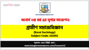 Honors 3rd Year Rural Sociology Suggestion