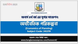 Honors 4th Year Economics of Planning Suggestion