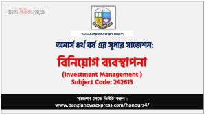 Honors 4th Year Investment Management Suggestion