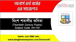 বিংশ শতাব্দীর কবিতা অনার্স ৪র্থ বর্ষ সাজেশন