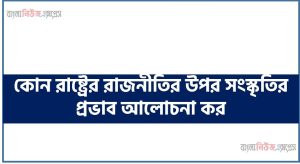 কোন রাষ্ট্রের রাজনীতির উপর সংস্কৃতির প্রভাব আলোচনা কর