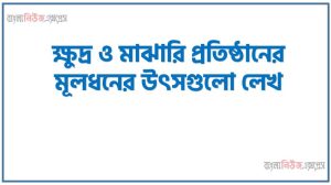 ক্ষুদ্র ও মাঝারি প্রতিষ্ঠানের মূলধনের উৎসগুলো লেখ, এসএমই ফাইন্যান্সের প্রধান উৎসগুলো আলোচনা কর