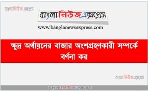 ক্ষুদ্র অর্থায়নের বাজার অংশগ্রহণকারী সম্পর্কে বর্ণনা কর ,ক্ষুদ্র অর্থায়নের বাজার খেলোয়াড়ের বিবরণ দাও