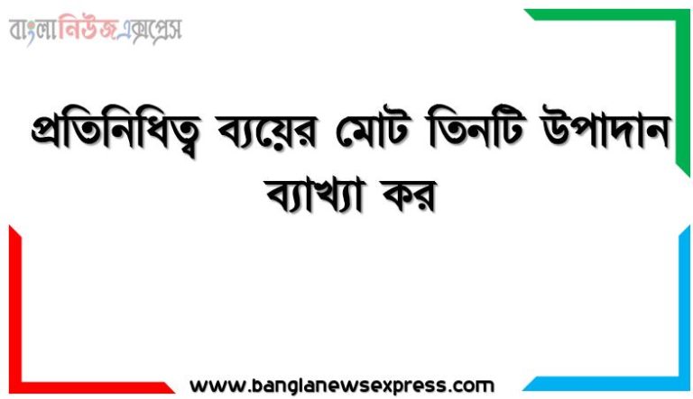 প্রতিনিধিত্ব ব্যয়ের মোট তিনটি উপাদান ব্যাখ্যা কর