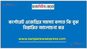 কর্পোরেট এজেন্সির সমস্যা বলতে কি বুঝ বিস্তারিত আলোচনা কর