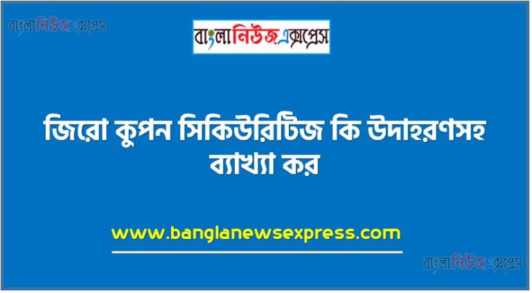 জিরো কুপন সিকিউরিটিজ কি উদাহরণসহ ব্যাখ্যা কর