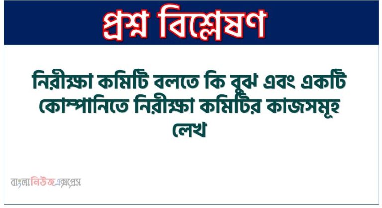 নিরীক্ষা কমিটি বলতে কি বুঝ এবং একটি কোম্পানিতে নিরীক্ষা কমিটির কাজসমূহ লেখ