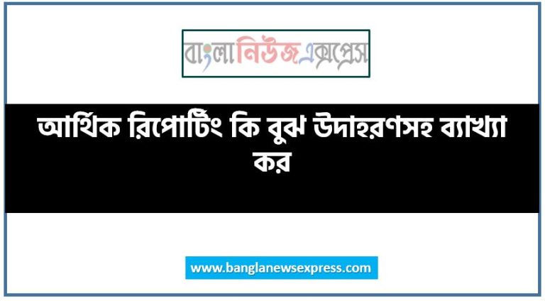 আর্থিক রিপোর্টিং কি বুঝ উদাহরণসহ ব্যাখ্যা কর, আর্থিক প্রতিবেদন উদাহরণসহ আলোচনা কর