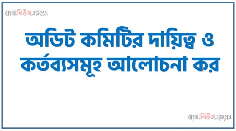 অডিট কমিটির দায়িত্ব ও কর্তব্যসমূহ আলোচনা কর
