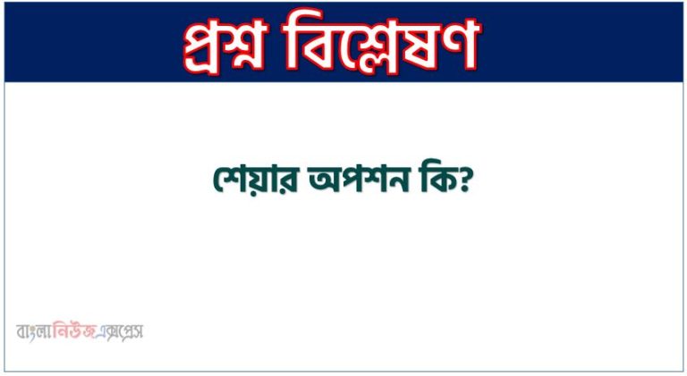 শেয়ার অপশন বলতে কি বুঝায় উদাহরণসহ ব্যাখ্যা কর , শেয়ার অপশন কী?, শেয়ার অপশন বলতে কী বুঝ?