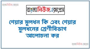 শেয়ার মূলধন কি এবং শেয়ার মূলধনের শ্রেণীবিভাগ আলোচনা কর