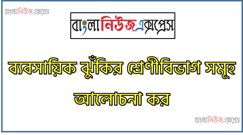 ব্যবসায়িক ঝুঁকির শ্রেণীবিভাগ সমূহ আলোচনা কর