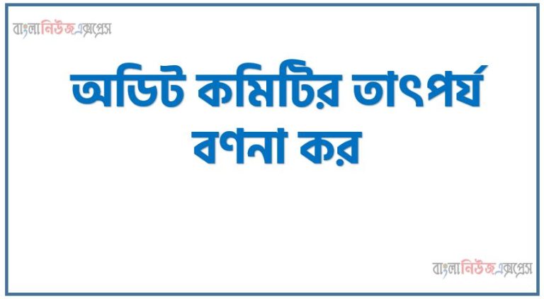 অডিট কমিটির তাৎপর্য বণনা কর। অডিট কমিটির গুরুত্ব লেখ। অডিট কমিটির উদ্দেশ্য সমূহ আলোচনা কর