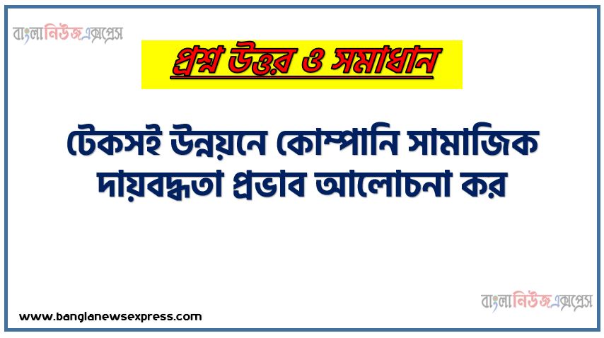 টেকসই উন্নয়নে কোম্পানি সামাজিক দায়বদ্ধতা প্রভাব আলোচনা কর