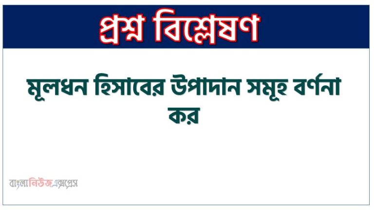 মূলধন হিসাবের উপাদান সমূহ বর্ণনা কর