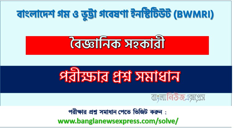 বাংলাদেশ গম ও ভুট্টা গবেষণা ইনস্টিটিউট বৈজ্ঞানিক সহকারী পদের প্রশ্ন সমাধান ২০২৬