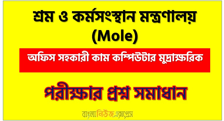 শ্রম ও কর্মসংস্থান মন্ত্রণালয় অফিস সহকারী কাম কম্পিউটার মুদ্রাক্ষরিক পদে প্রশ্ন সমাধান ২০২৬, সমাধান দেখুন শ্রম ও কর্মসংস্থান মন্ত্রণালয় (Mole) প্রশ্ন সমাধান pdf ২০২৬