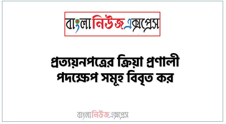 প্রত্যয়নপত্রের ক্রিয়া প্রণালী পদক্ষেপ সমূহ বিবৃত কর ,এল সি সম্পাদনের প্রক্রিয়া ব্যাখ্যা কর,LC সম্পাদনের প্রক্রিয়া ব্যাখ্যা কর