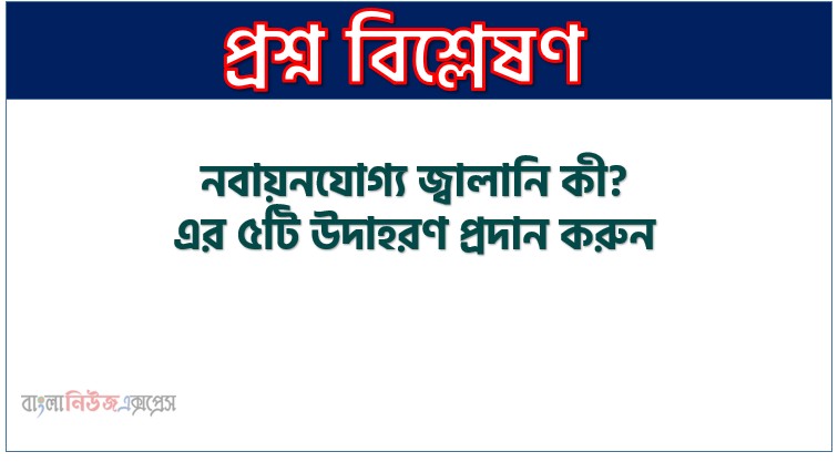 নবায়নযোগ্য জ্বালানি কী? এর ৫টি উদাহরণ প্রদান করুন, নবায়নযোগ্য জ্বালানি কী? এর ৫টি নবায়নযোগ্য জ্বালানির উদাহরণ সহ বিস্তারিত আলোচনা করো